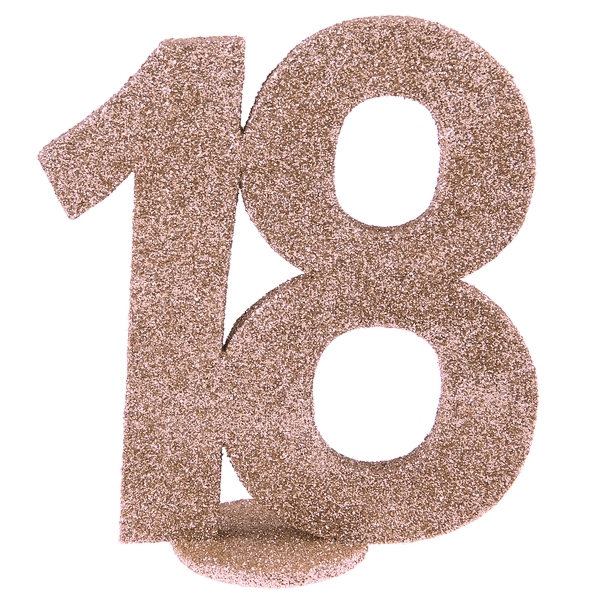 Chiffre Anniversaire Vertical Deco 18 Paillete Rose Gold