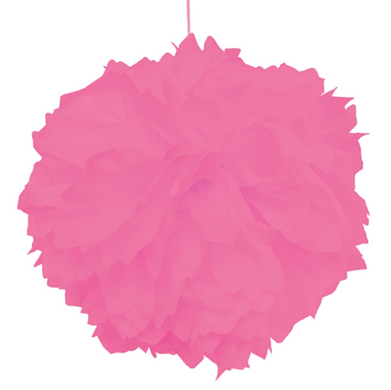 2 Boules pompons papier de soie Fuchsia 40 et 50 cm, decoration mariage -  Badaboum