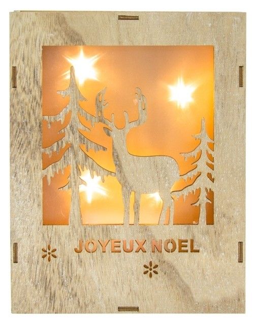 Kit mini cadre bois lumineux Forêt de Noël