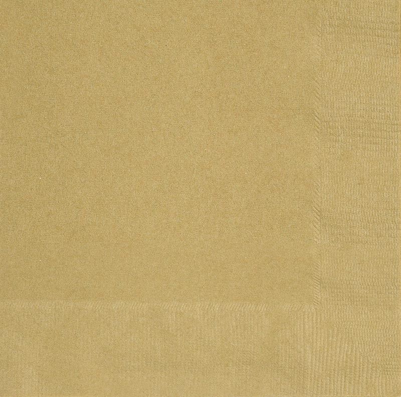 20 Petites serviettes en papier dorées 25 x 25 cm