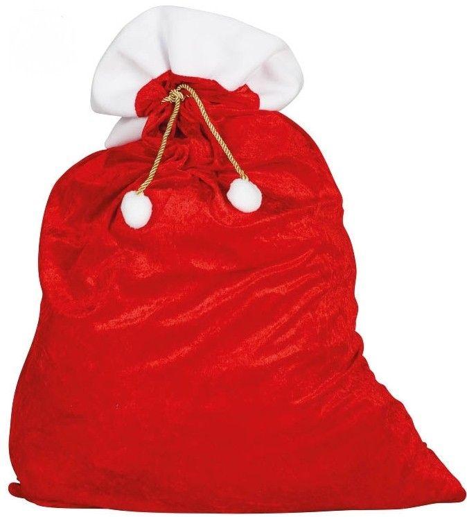 Hotte du Père Noël rouge satinée 60 x 95 cm
