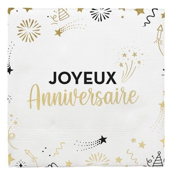 Sachet de 10 Serviettes Anniversaire HAPPY Party en papier