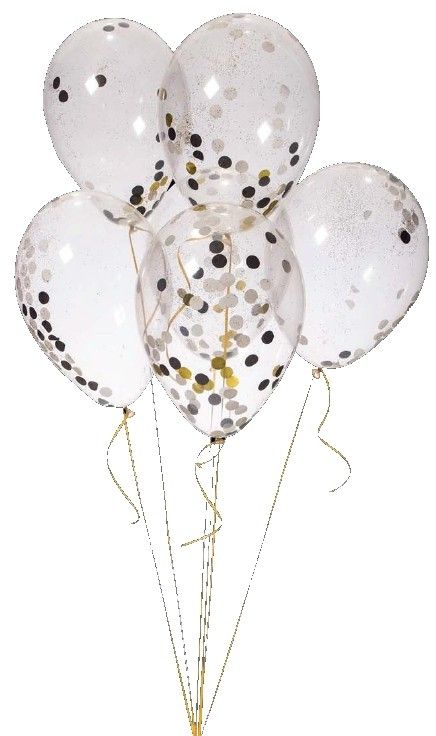 Kit De 6 Ballons Cristal Remplis De Confettis Noir Blanc Or Articles De Fete Decoration Mariage Deco De Table Anniversaire
