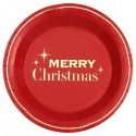SANTEX 8254-7, Paquet de 10 Assiettes Merry Christmas chic, 22,5cm rouge