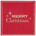 SANTEX 8256-7, Sachet de 10 Serviettes Merry Christmas chic 33x33cm, Rouge
