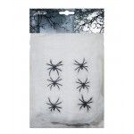 Toile d'araignée 100g BLANCHE avec 6 araignées