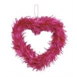 Chaks 0705-05, Coeur creux en plumes 30cm à suspendre, Fuchsia 