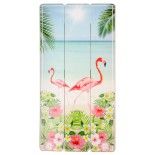 Chaks 10317, Grand Tableau Flamant Rose en bois 30 x 60 cm