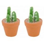 Chaks 10377, Lot de 2 Mini-Cactus Tiges artificiels en résine 5,5cm