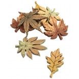 Chaks 10460, Sachet de 8 Feuilles Automne marron/naturel bois, à disperser 3,5cm