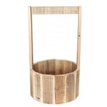 Support bois rond avec anse en bois 38cm