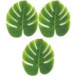 Chaks 10931, Lot de 3 grandes Feuilles Tropicales vertes 29 x 35 cm