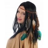 Bandeau indien plumes de paon pendantes