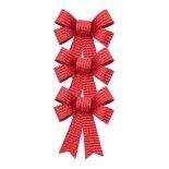 Chaks 11476-82, Set de 3 petits Noeuds 12,7cm brillants, Rouge