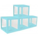 Lot de 4 Cubes en carton avec film plastique rigide 30x30x30cm, Bleu