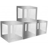 Lot de 4 Cubes en carton avec film plastique rigide 30x30x30cm, Argent