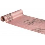 Chemin de table Velours Fleurs, vieux Rose