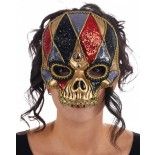 Masque Tête de mort Crazy Harlequin pailleté luxe