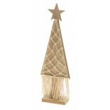 Déco Sapin en bois naturel sur pied avec macramé 36cm