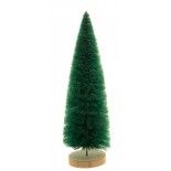 Sapin sur rondin bois 33cm, Vert forêt