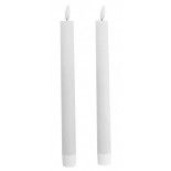 Lot de 2 Bougies flambeaux Led 24cm blanches