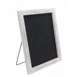 Cadre rustique blanchi en bois ardoise avec support métal 27x33cm