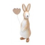 Déco Petit Lapin de Pâques debout en résine avec coeur, 12 cm