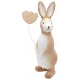 Déco Lapin de Pâques debout en résine avec coeur, 20 cm