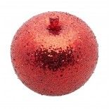 Petite Pomme de Noël Rouge pailleté 6cm