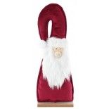 Grand Centre de table Père Noël bordeaux velours avec barbe 31cm sur socle