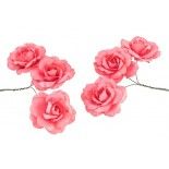 Set de 6 Roses papier Ø 4,5cm sur tige, Pink Lady
