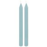 Set de 2 bougies Flambeau Cannelées 25cm, Bleu pastel