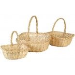 Lot de 3 Paniers en Osier naturel avec anse, 36cm et 32cm et 27cm