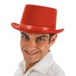 Chapeau Haut de Forme satiné ajustable, Rouge