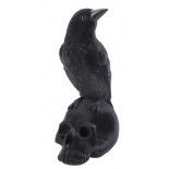 Statue Corbeau noir sur crâne en polyrésine 22cm