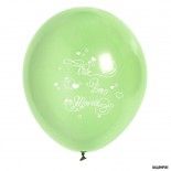 Sachet 10 ballons Vive Les Mariés, Vert tilleul