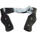 P'TIT Clown re16830 - Ceinture simili cuir holster noir avec 2 étuis pour pistolet, adulte