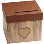 Urne carton carré Coeur motif bois