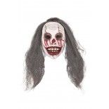 P'TIT Clown re19437, Masque adulte intégral clown blanc sanglant avec cheveux