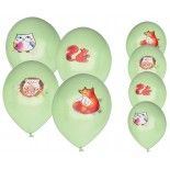 P'TIT Clown re22464 - Lot de 8 ballons anniversaire Animaux de la forêt