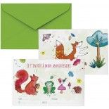 P'TIT Clown re22481 - Lot de 8 cartons d'invitation anniversaire Animaux de la forêt