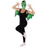 P'TIT Clown re22702 - Set de dragon vert ailes et masque