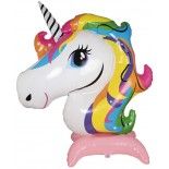 P'TIT Clown re22757 - Ballon alu Géant Tête de licorne 140 cm