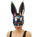 P'TIT Clown re23392 - Demi masque lapin noir irisé