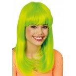 Chaks 11 277425, Perruque Josie cheveux longs lisses, fluo Vert