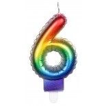 BOUGIE balloon 7cm multicolore avec mèche, chiffre 6