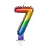 BOUGIE balloon 7cm multicolore avec mèche, chiffre 7