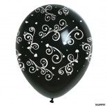 Sachet de 8 ballons décos Arabesques, Noir