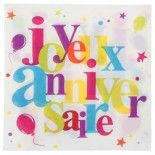 Sachet de 20 Serviettes Joyeux Anniversaire FESTIF