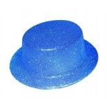 P'TIT Clown re63554 - Chapeau plastique HDF adulte, bords arrondis, paillettes, bleu